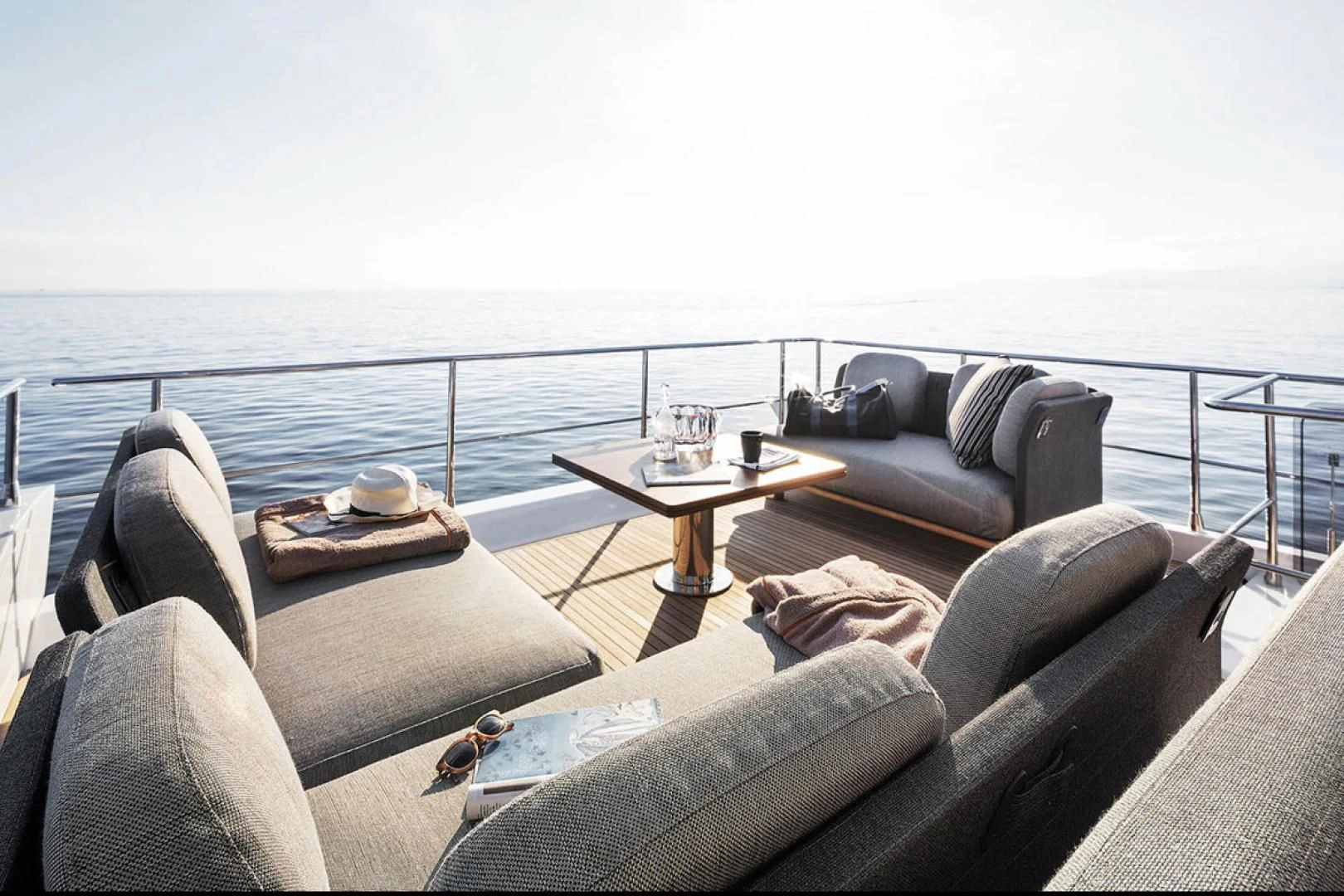 a couch and a table on a boat aboard CERULEAN Yacht for Sale
