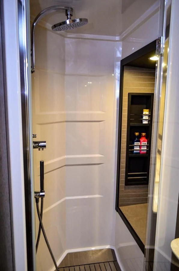 a shower unit in a bathroom aboard CERULEAN Yacht for Sale