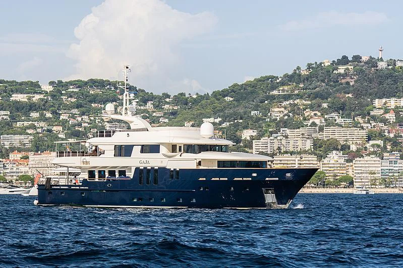 a large boat in the water aboard GAJA Yacht for Sale