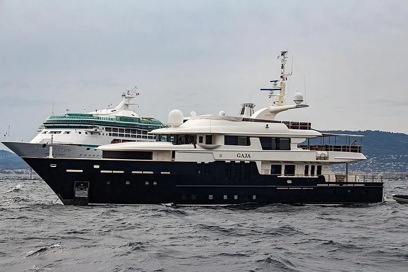 a large boat in the water aboard GAJA Yacht for Sale