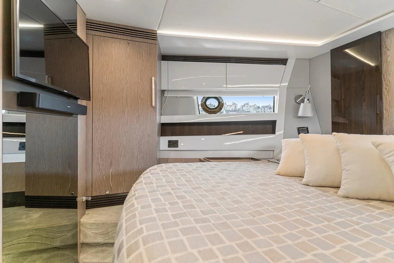 a bed in a room aboard ANONYMOUS Yacht for Sale