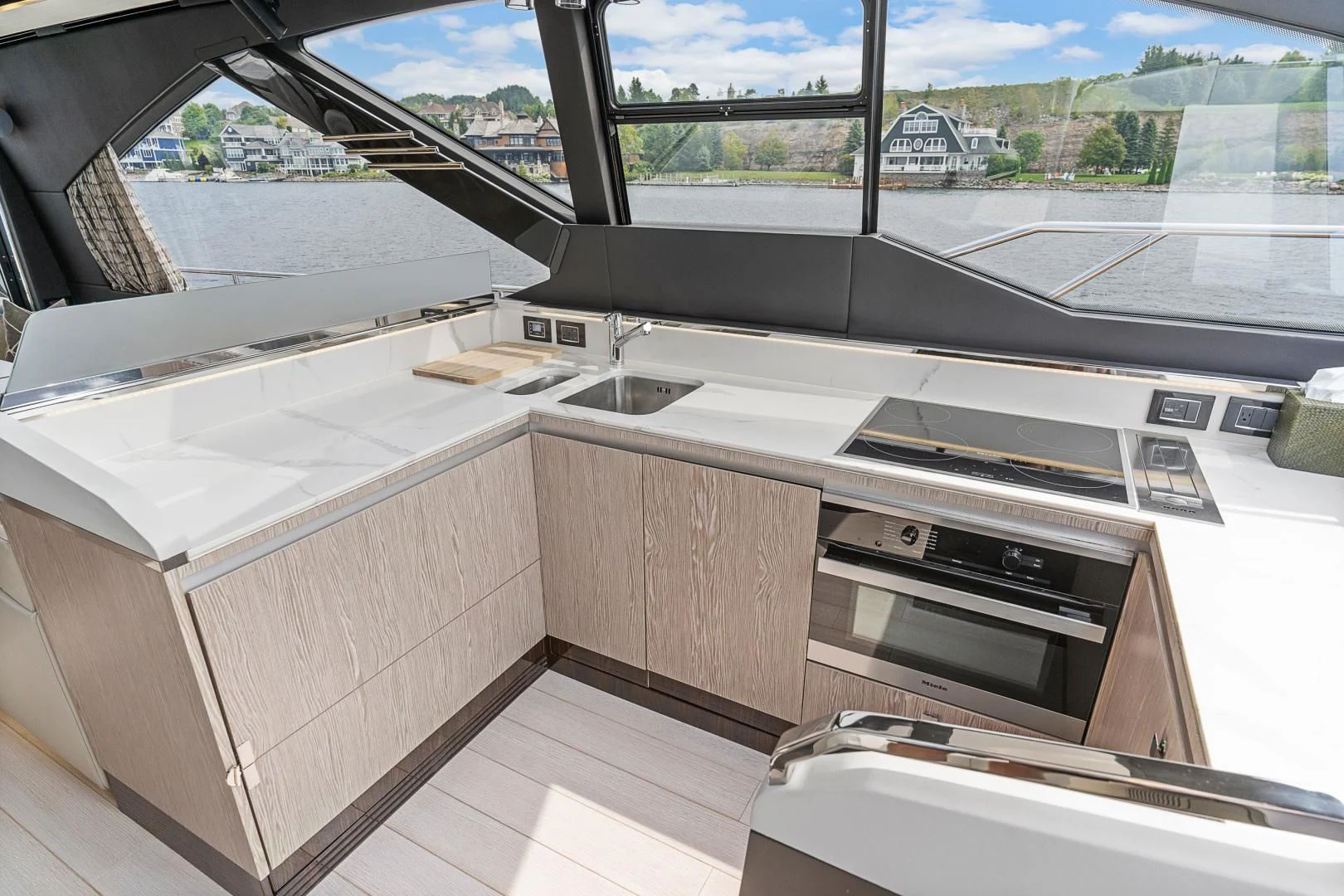 a kitchen with a window aboard ANONYMOUS Yacht for Sale