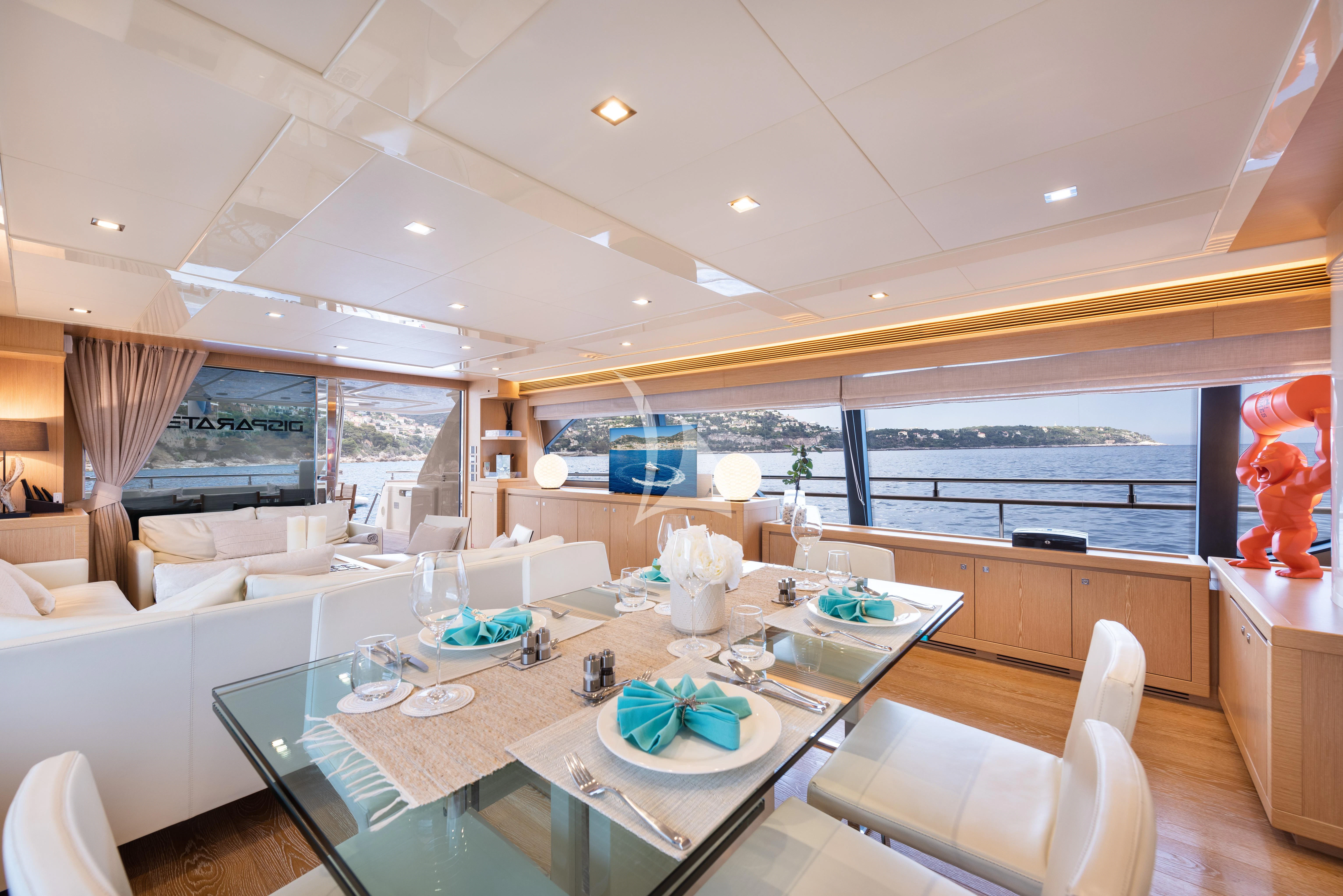 a large modern kitchen aboard DISPARATE Yacht for Sale