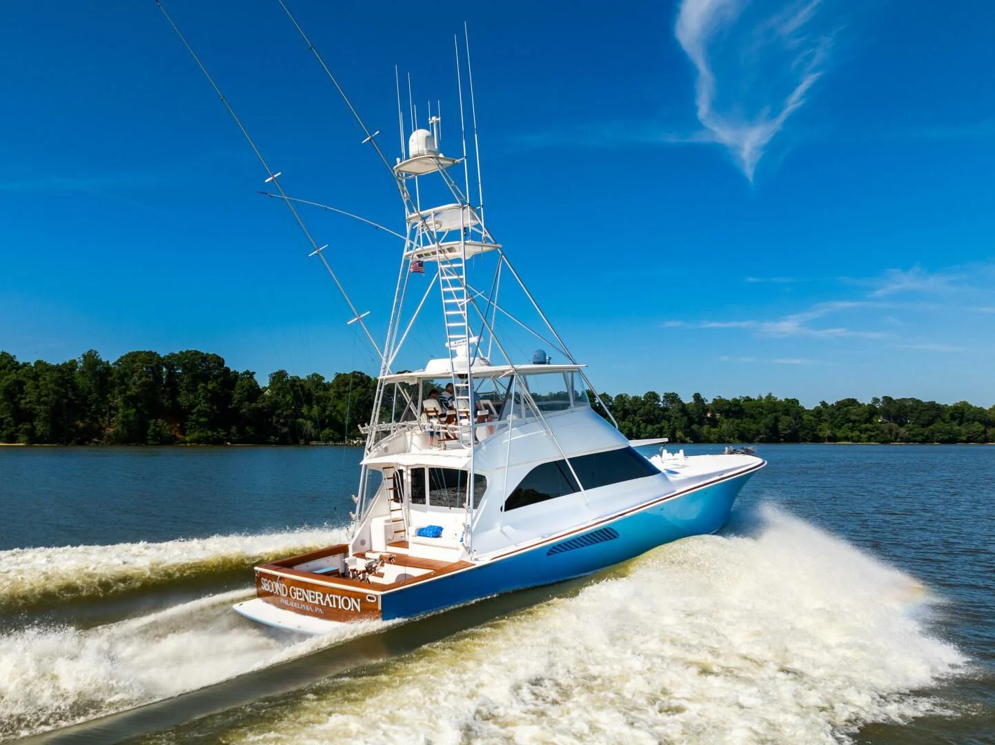 a boat on the water aboard W Yacht for Sale