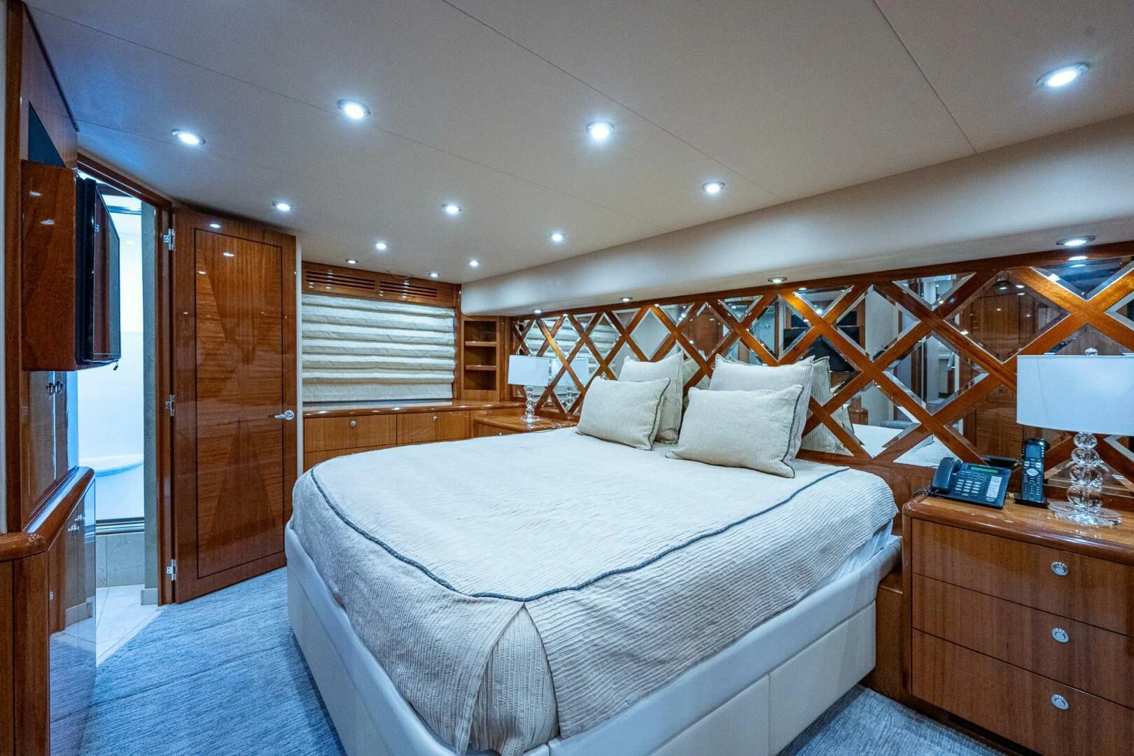a bed in a room aboard W Yacht for Sale