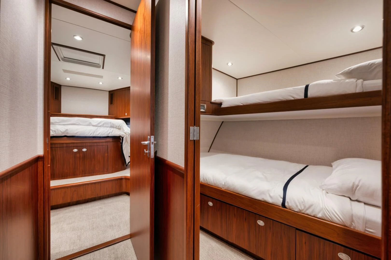 a room with bunk beds aboard W Yacht for Sale