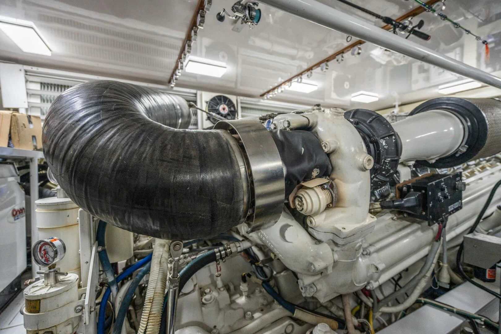 a large metal machine aboard W Yacht for Sale