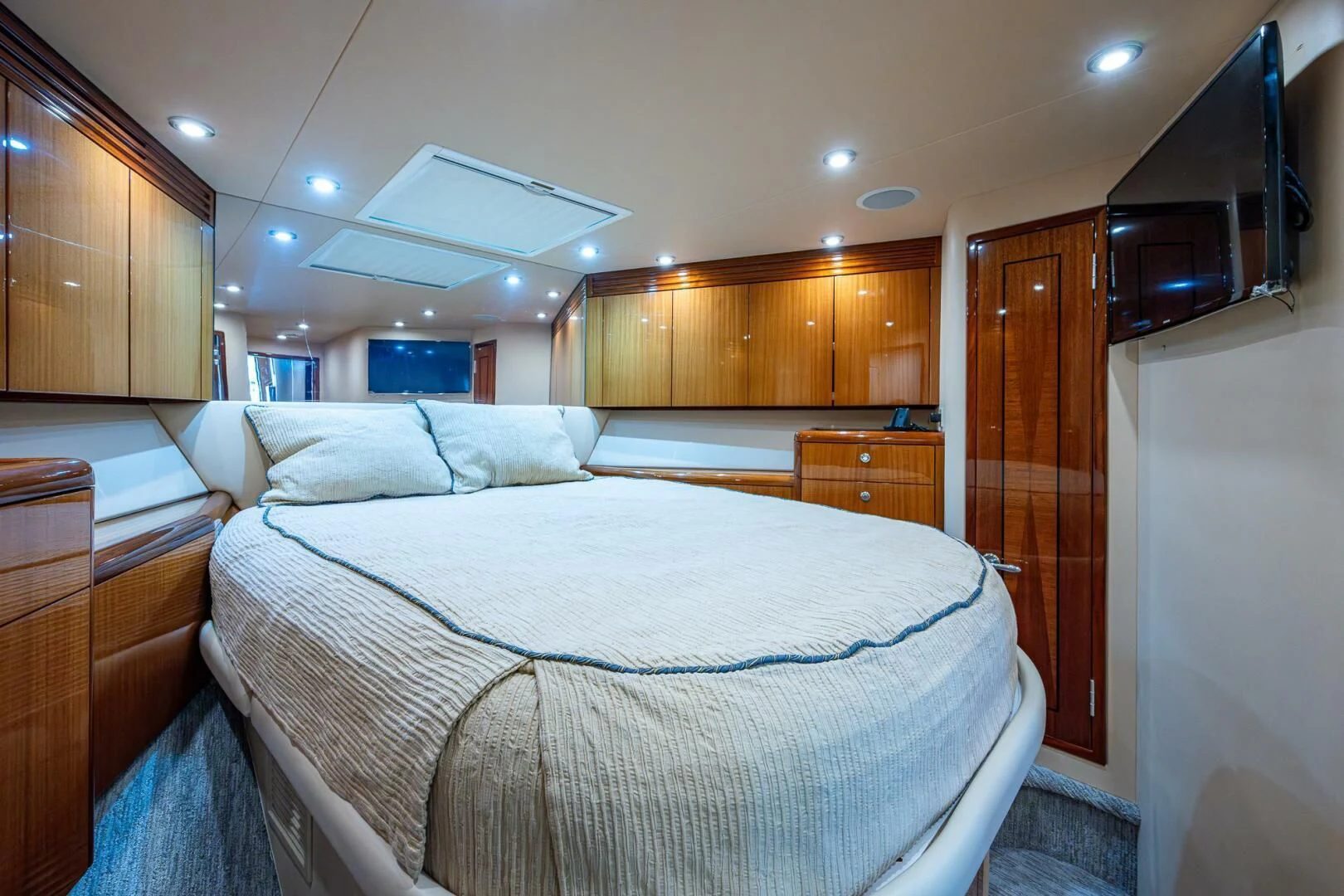 a bed in a room aboard W Yacht for Sale
