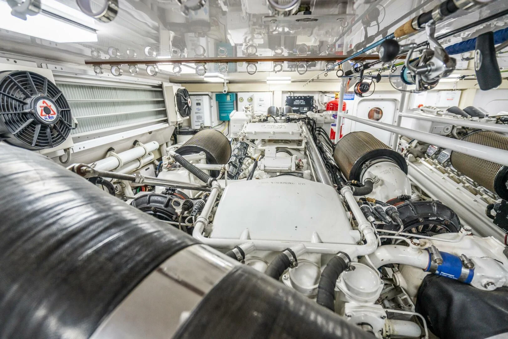 a large room with several machines aboard W Yacht for Sale