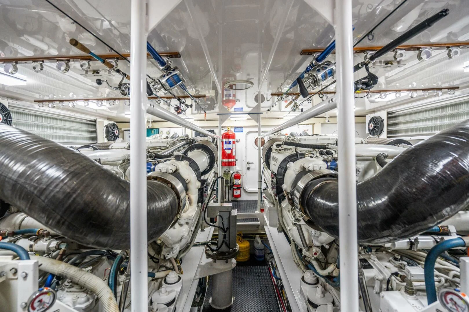 a large metal pipe in a factory aboard W Yacht for Sale