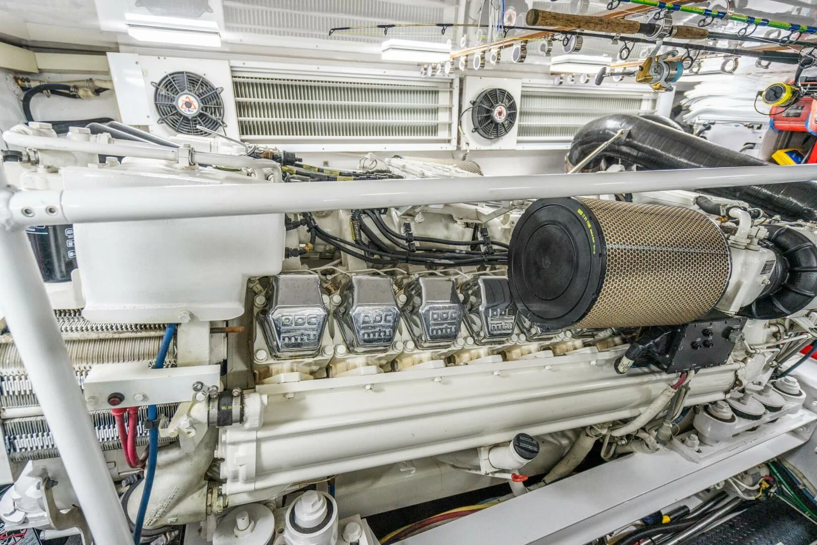 a close-up of a car engine aboard W Yacht for Sale