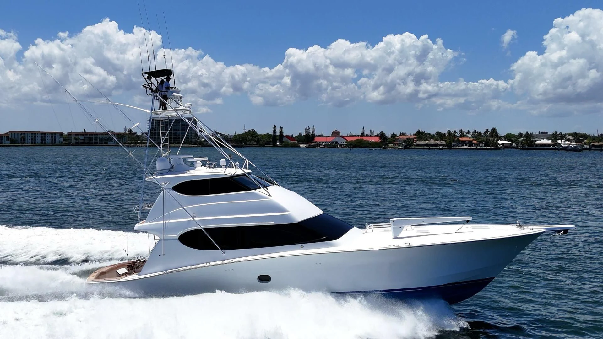 a white boat on the water aboard W Yacht for Sale