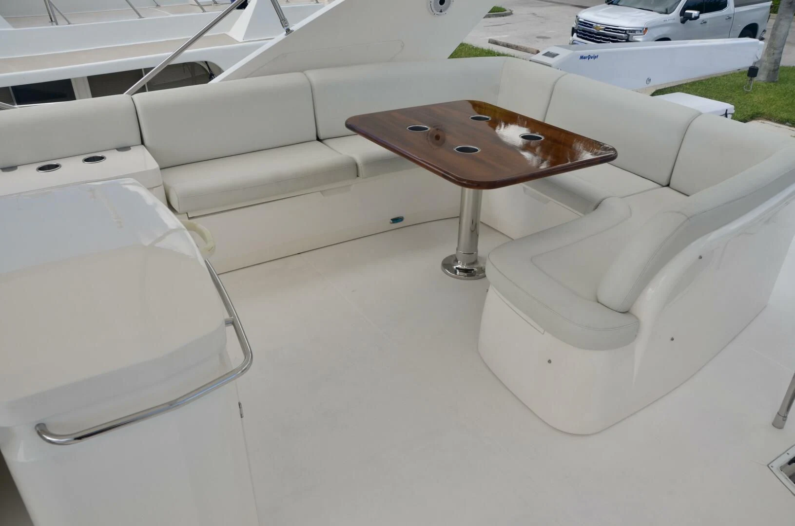 a table on a chair aboard W Yacht for Sale