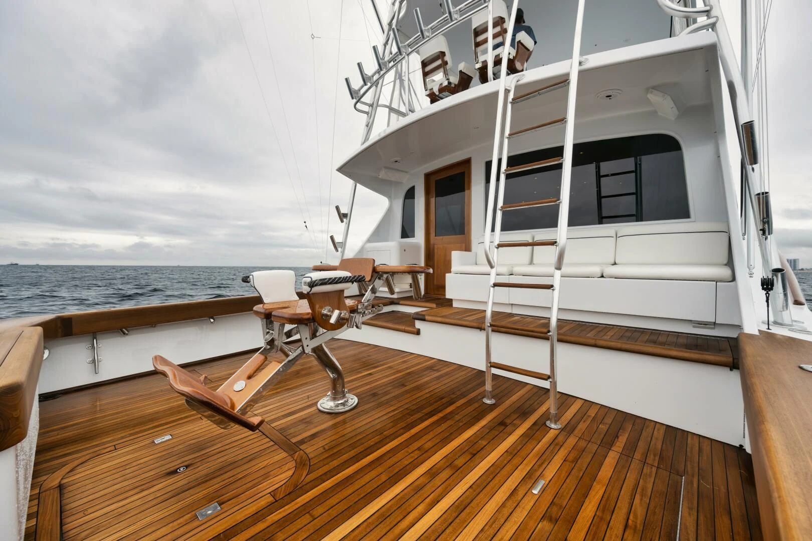 a white ladder on a deck aboard W Yacht for Sale