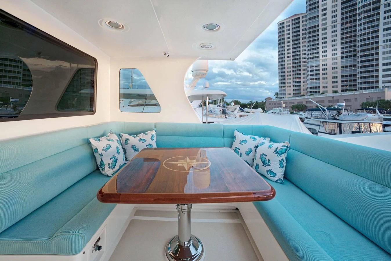 a table on a boat aboard JUBILEE Yacht for Sale