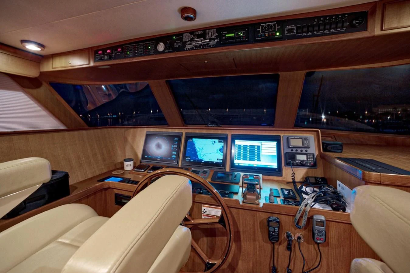 a room with many screens aboard JUBILEE Yacht for Sale
