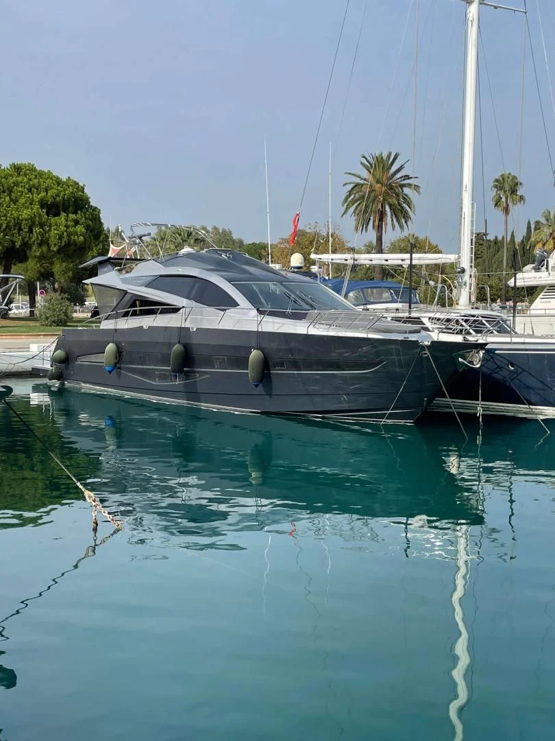 a boat is parked in the water aboard MORRIGAN Yacht for Sale