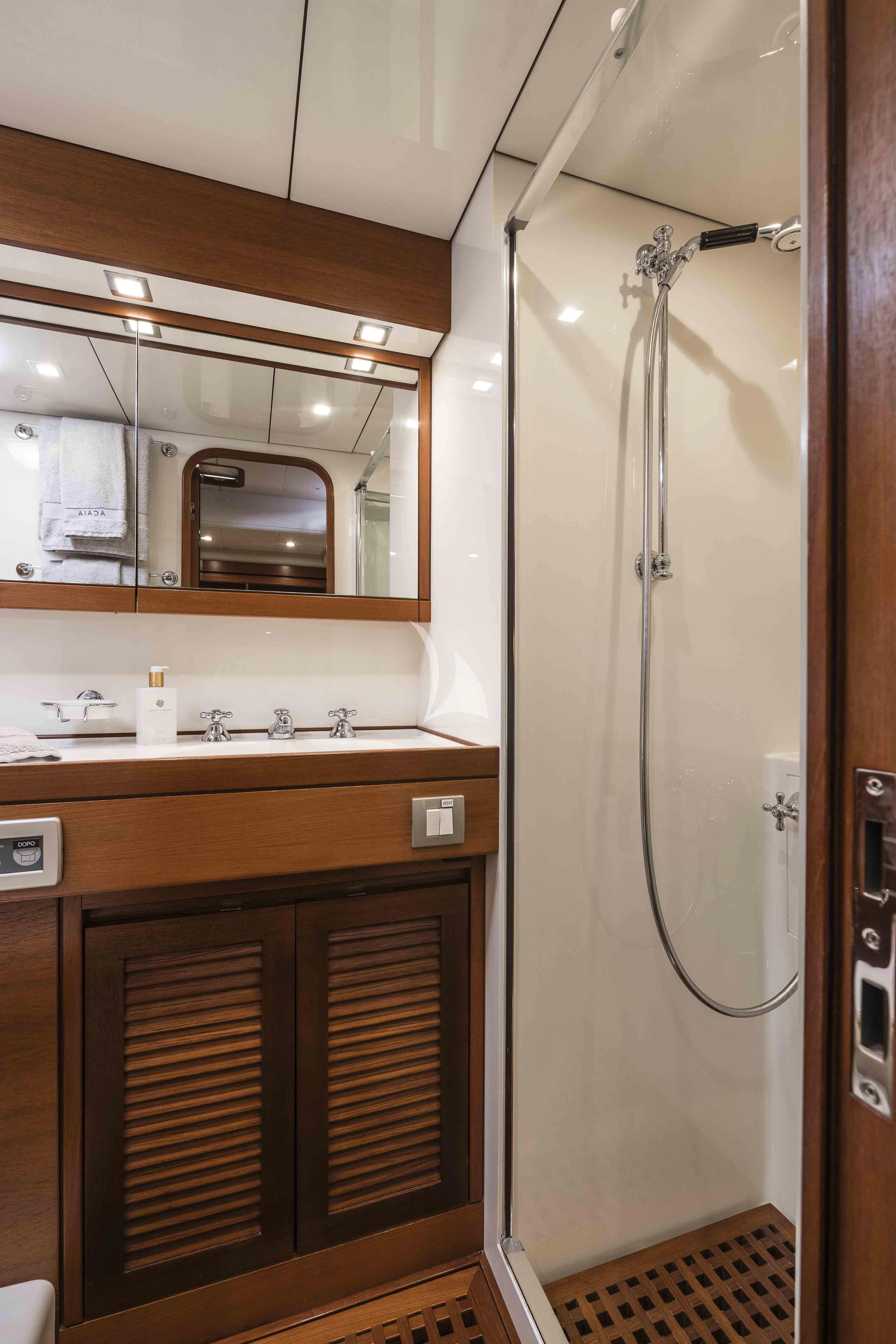 a shower unit and sink aboard ACAIA Yacht for Sale