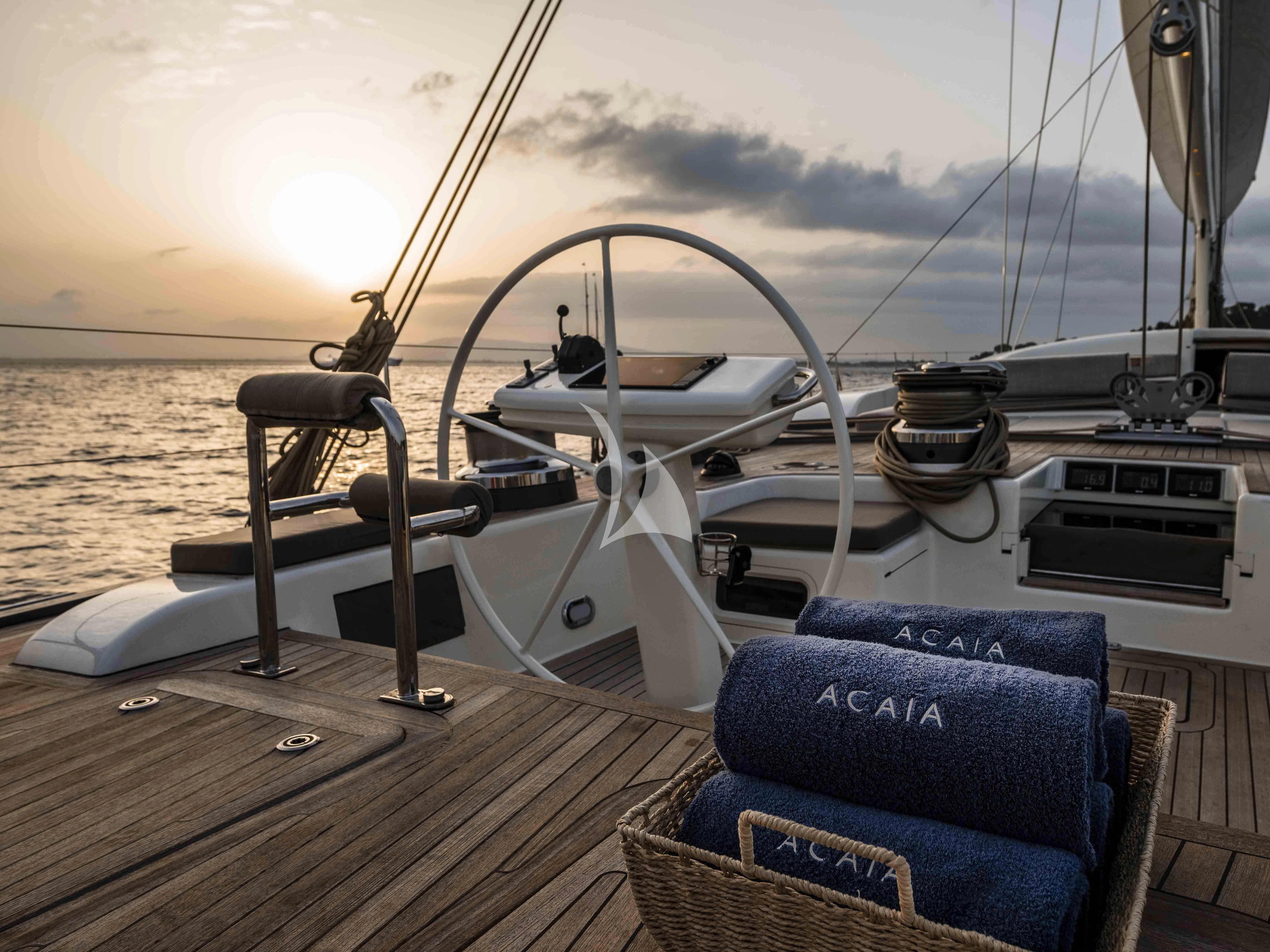 a boat on a deck aboard ACAIA Yacht for Sale