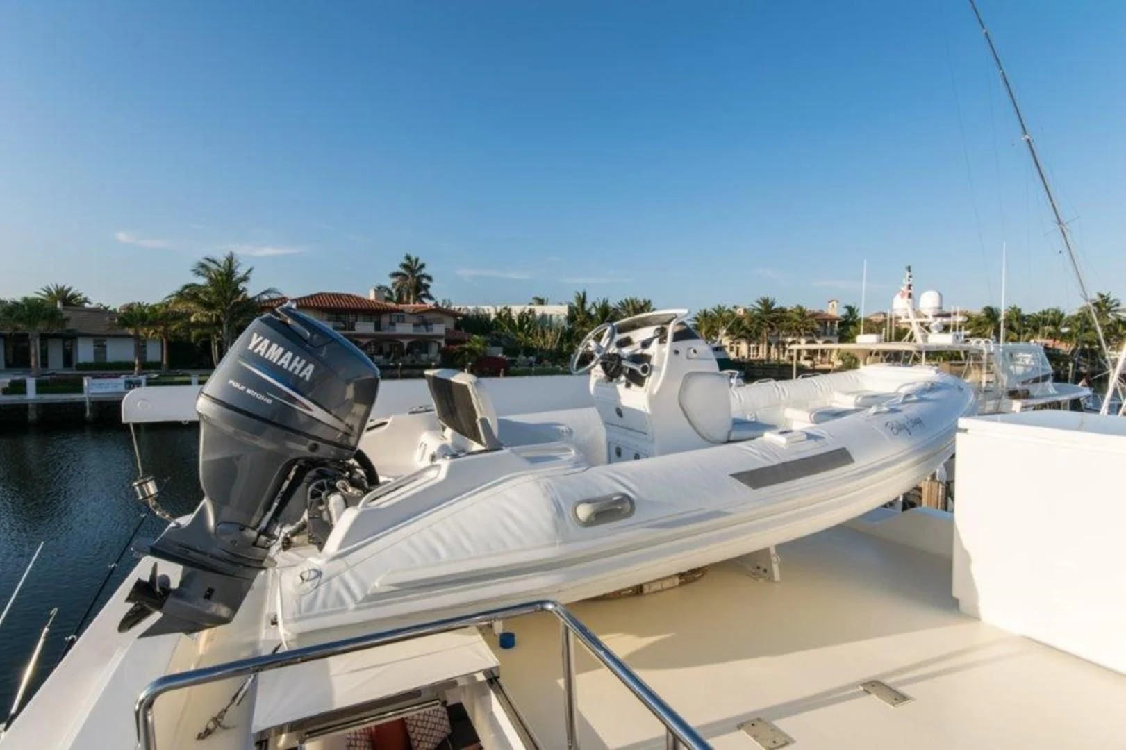 a boat with a jet engine aboard DUNIA Yacht for Sale