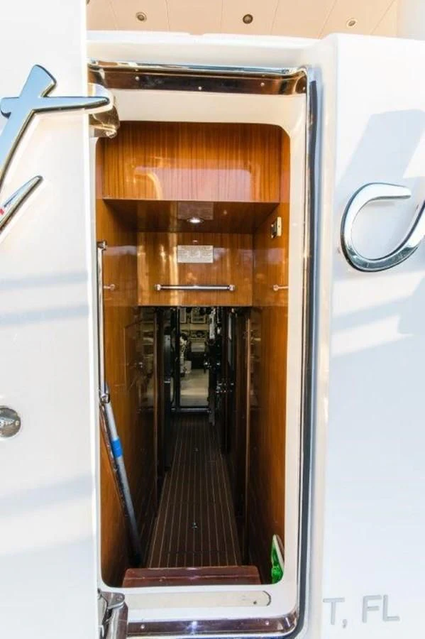 a metal cabinet with a door aboard DUNIA Yacht for Sale