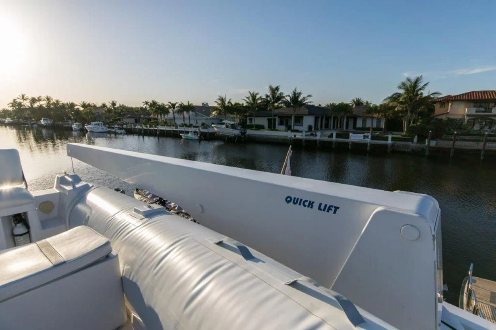 a boat in a harbor aboard DUNIA Yacht for Sale