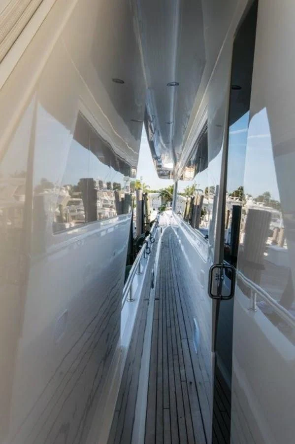 a view of a city from a balcony aboard DUNIA Yacht for Sale