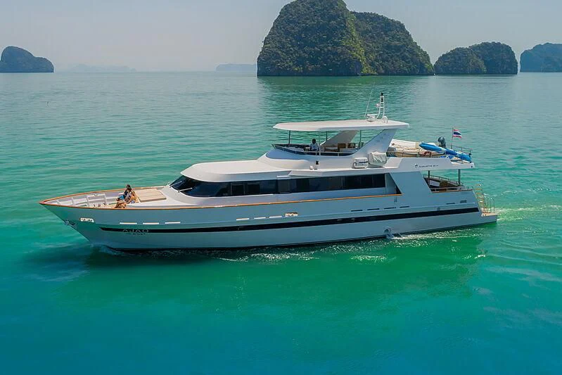 a boat in the water aboard AJAO Yacht for Sale