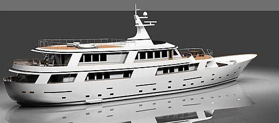 a white yacht with a black background aboard MONTECRISTO Yacht for Sale