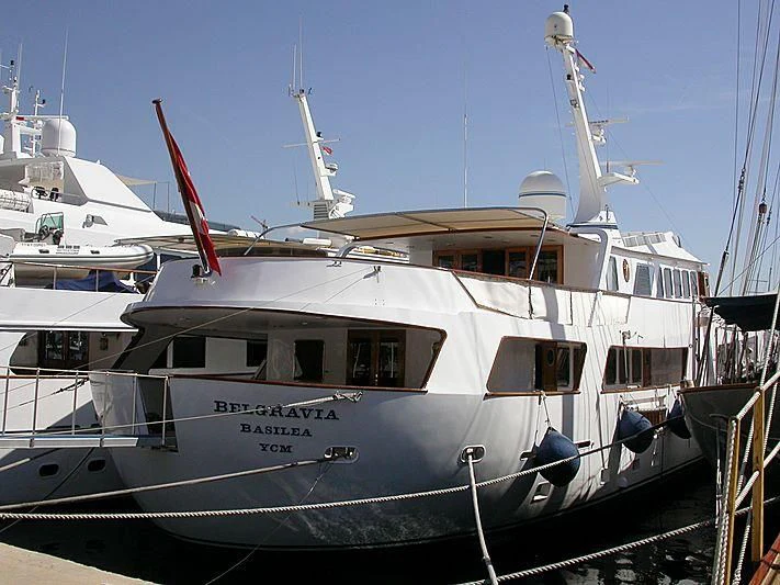 a large white boat aboard MONTECRISTO Yacht for Sale
