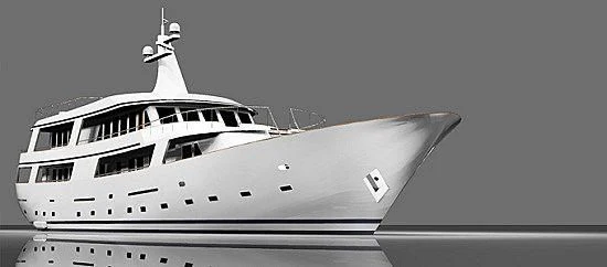 a white yacht with a blue background aboard MONTECRISTO Yacht for Sale
