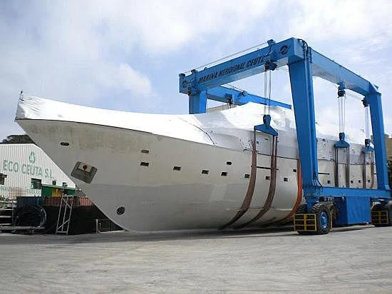 a large machine on a trailer aboard MONTECRISTO Yacht for Sale