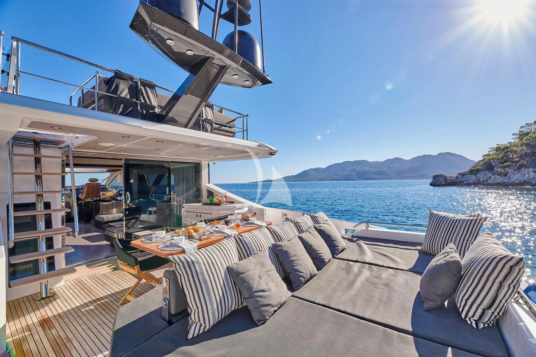 a boat on a deck aboard ALKYONE Yacht for Sale