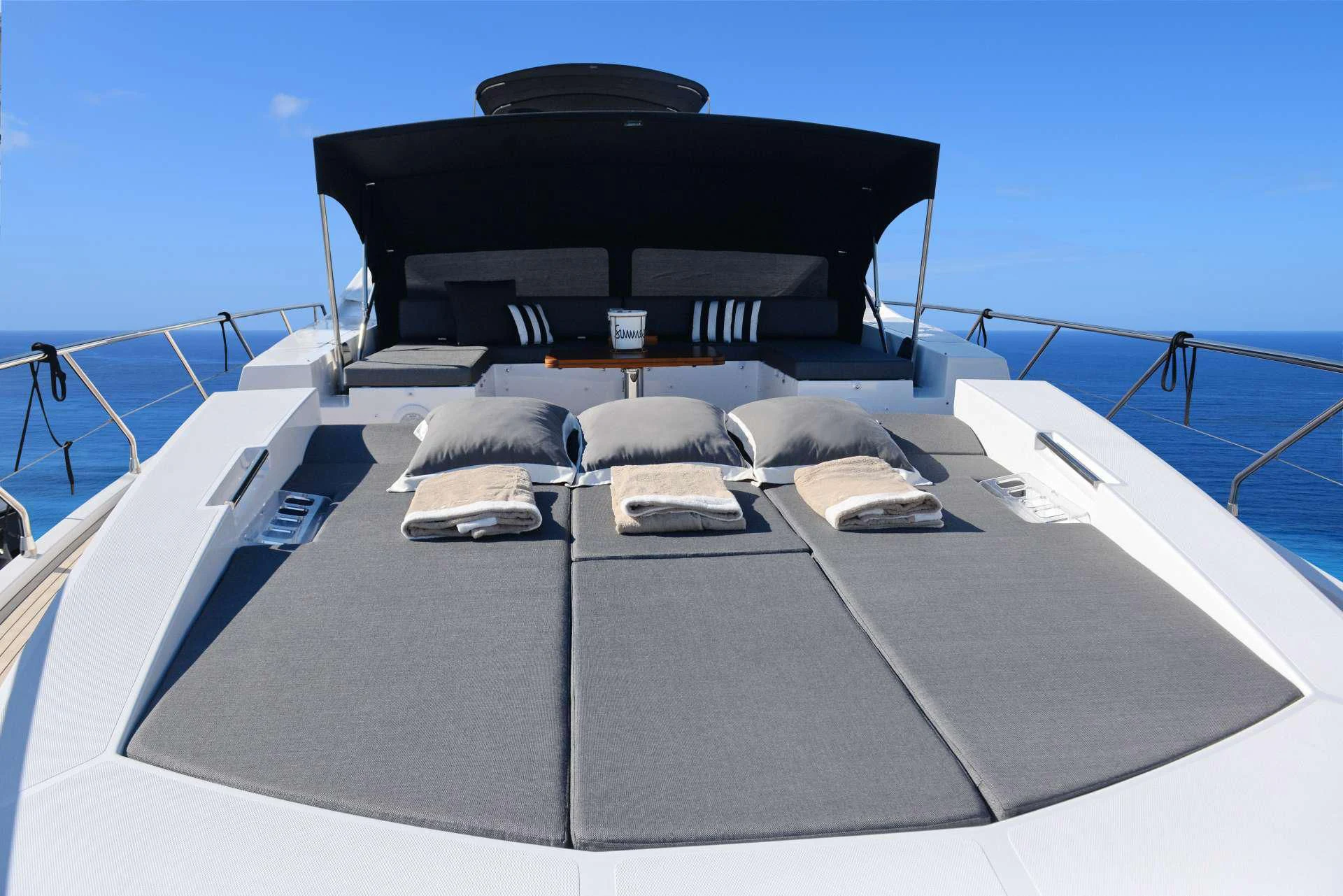 a boat with a black cover aboard ALKYONE Yacht for Sale