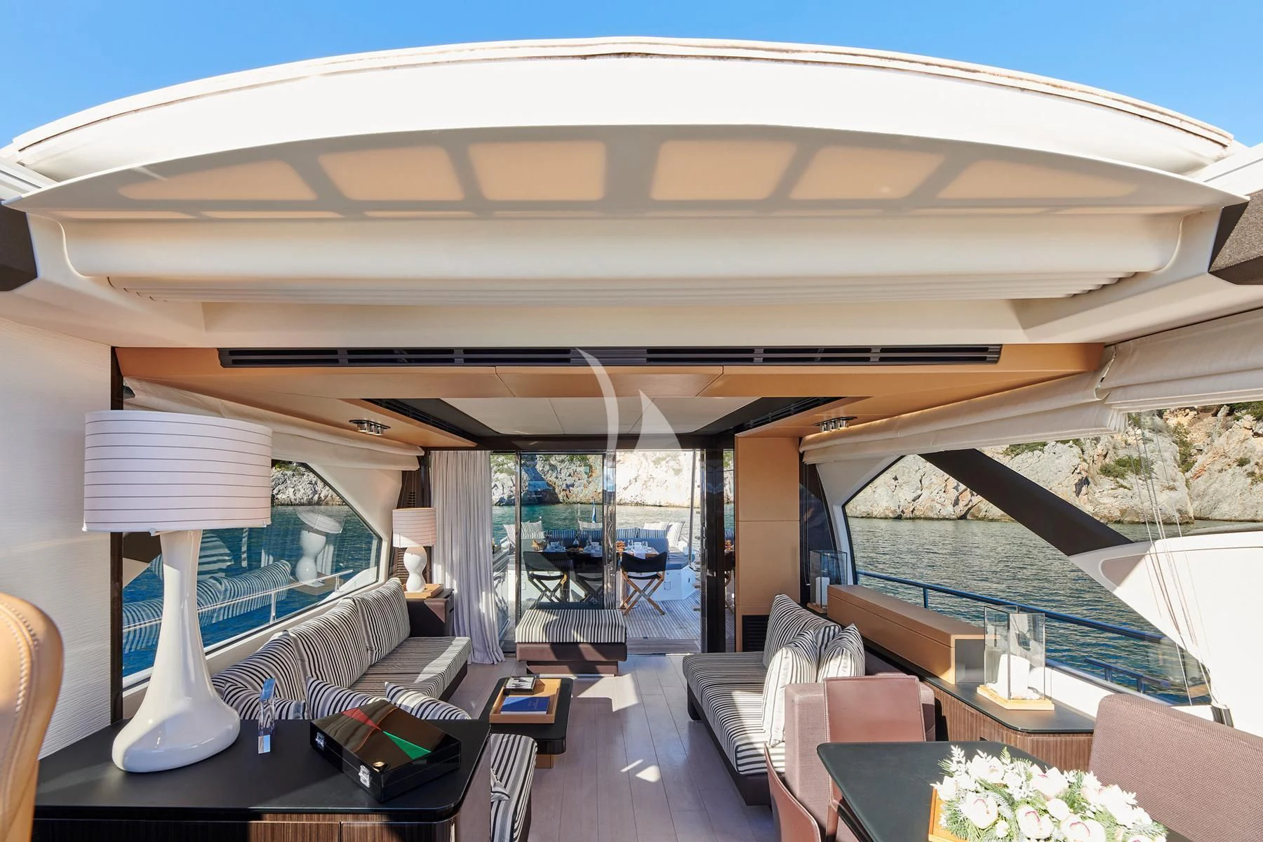 a room with a large glass window aboard ALKYONE Yacht for Sale