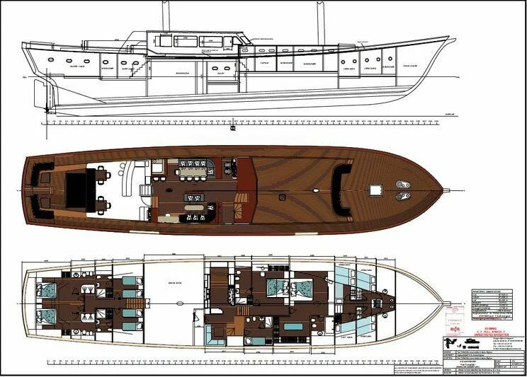 diagram, engineering drawing aboard THAT'S AMORE Yacht for Sale