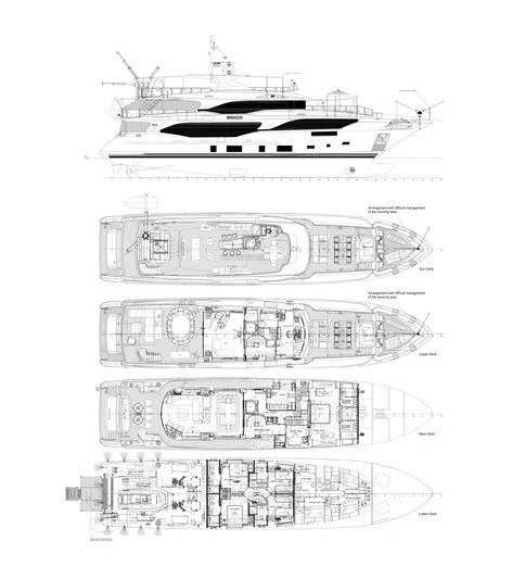 diagram, engineering drawing aboard ADVA Yacht for Sale