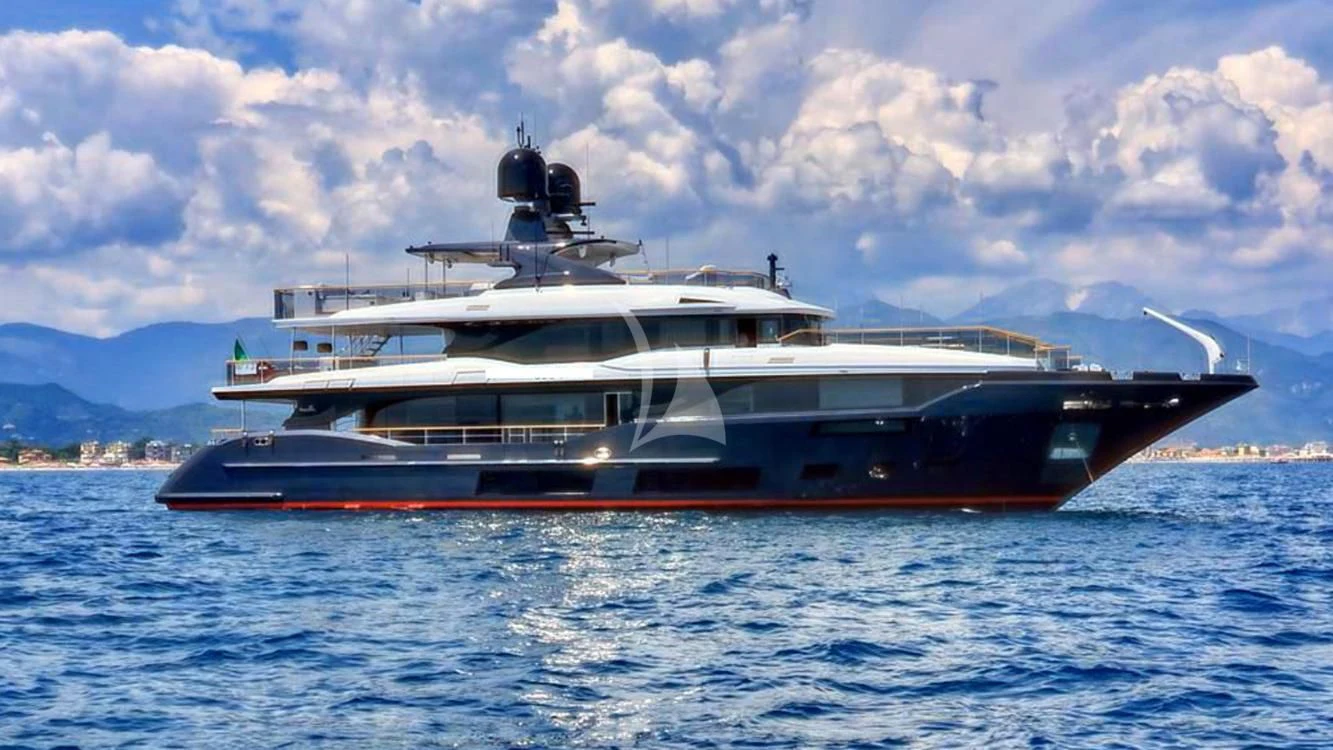 a large boat in the water aboard ADVA Yacht for Sale