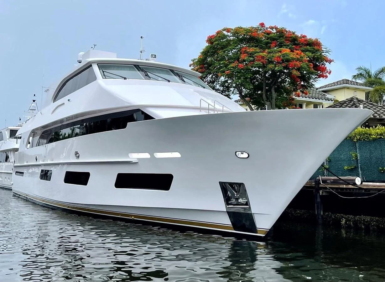 a white yacht on the water aboard NEW BOAT WITH FULL WARRANTIES Yacht for Sale