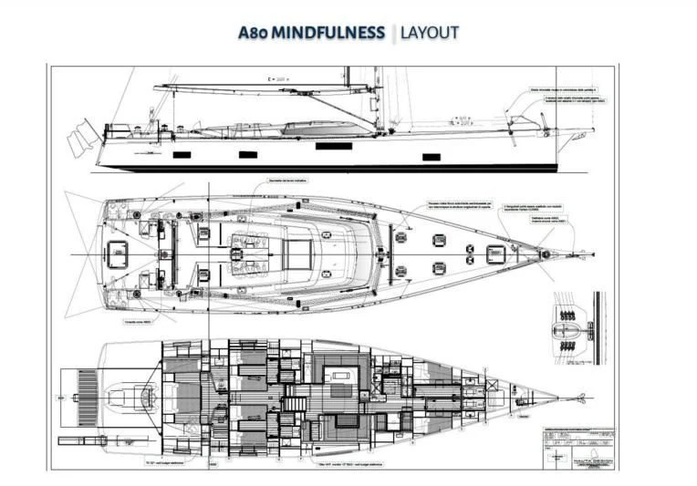 diagram, engineering drawing aboard MINDFULNESS Yacht for Charter