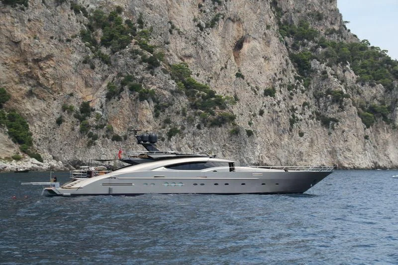 a boat on the water aboard DEFIANT Yacht for Sale