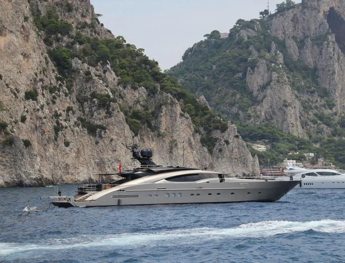 a boat on the water aboard DEFIANT Yacht for Sale