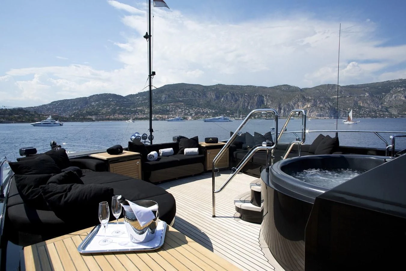 a boat on the water aboard DEFIANT Yacht for Sale