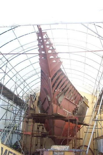 a tall red metal tower aboard ELSA Yacht for Sale