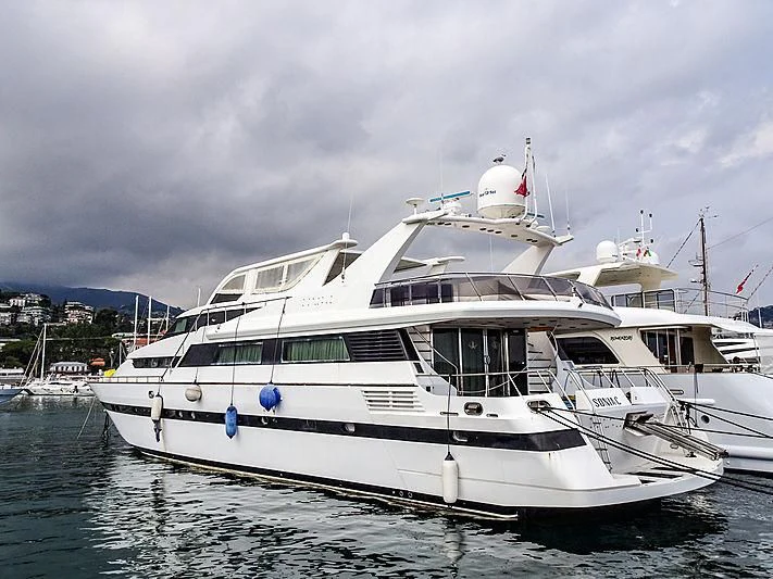 a large white boat in the water aboard SONIA C Yacht for Sale