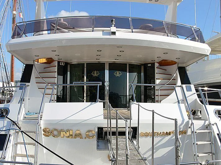 a large white boat aboard SONIA C Yacht for Sale
