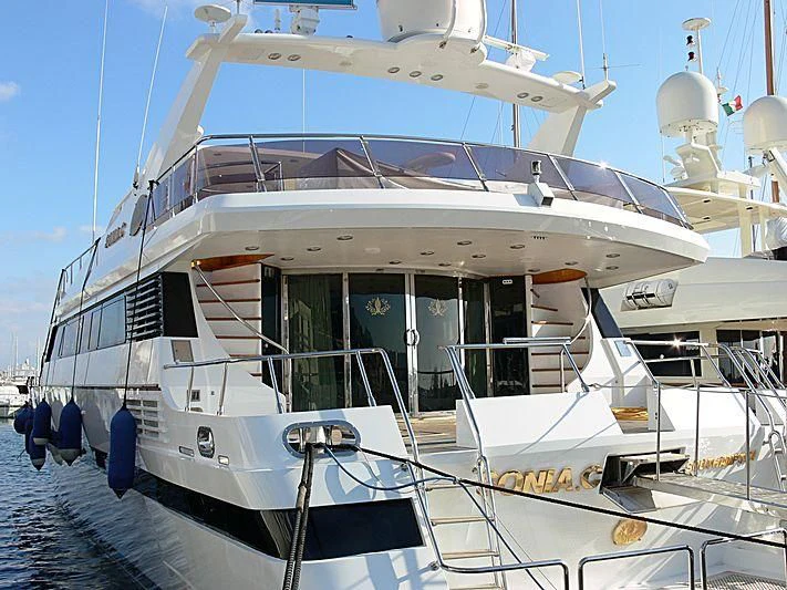 a large white boat aboard SONIA C Yacht for Sale