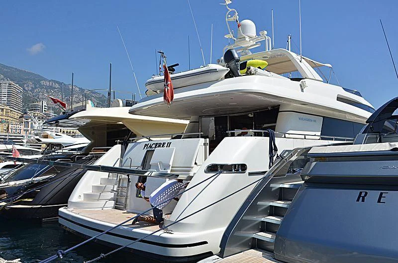 a boat is parked in the water aboard MIRI Yacht for Sale
