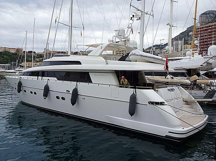 a white yacht in the water aboard MIRI Yacht for Sale