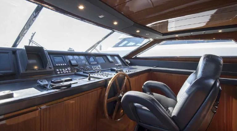 the inside of a vehicle aboard MIRI Yacht for Sale